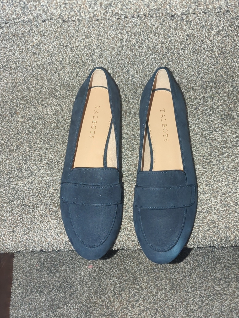 Talbots Navy Suede Penny Loafers — Women's Slip-On Flats